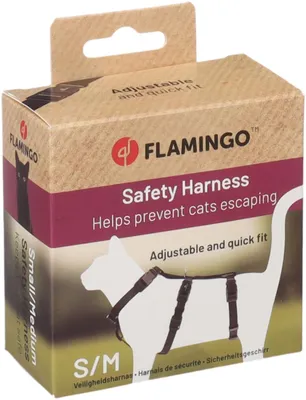 Produktbild von Flamingo Katze Sicherheitsgeschirr Zera Schwarz S/M 20-25cm 30-43cm 25-41cm 15mm