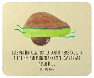 Produktbild von Mr. & Mrs. Panda Mauspad Avocado Yoga - Gelb Pastell - Geschenk, Mouse Pad, Humor, mousematte, Hilfe, pc, Unsportlich, laptop mousepad, Haha, Bauch