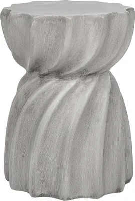 Produktbild von BELIANI Beistelltisch Grau MgO und Glasfaser Rund ⌀ 35 cm mit Rillen Struktur Modern Indoor Couchtisch Wohnzimmer Ausstattung Möbel