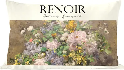 Produktbild von MuchoWow® Zierkissen Sofakissen Wohnzimmer Dekokissen 50x30 cm Gemälde - Renoir - Blumen - Wohnzimmerdekoration - Polster mit Photo