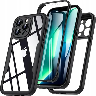 Zdjęcie produktu dla Etui iPhone 13 Pro 6.1” + folia 360° ochrona czarne Hensyple
