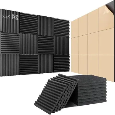 Produktbild von Famanu Akustikpaneele selbstklebend - 24 Stück - 30 x 30 x 2,5 cm - Geräuschdämmung - Gaming-Dekoration - Podcast-Studio