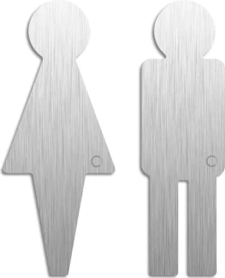 Produktbild von WC Schilder Set Toiletten Piktogramme Edelstahlschilder 2er-Set Frau + Mann H = 120 mm