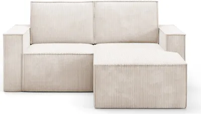 Produktbild von BETTSO klassisch Beige Kord gepolstertes Ecksofa für Wohnzimmer ORTO Recht