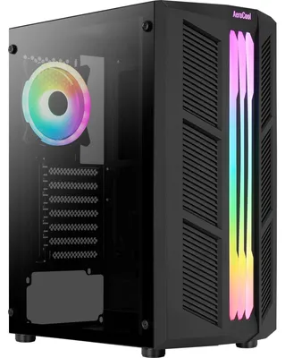 Produktbild von Aerocool Prime-G-BK-v2, Midi Tower, PC, Schwarz, ATX, micro ATX, Mini-ITX, Acrylnitril-Butadien-Styrol (ABS), SPCC, Blau, Grün, Rot