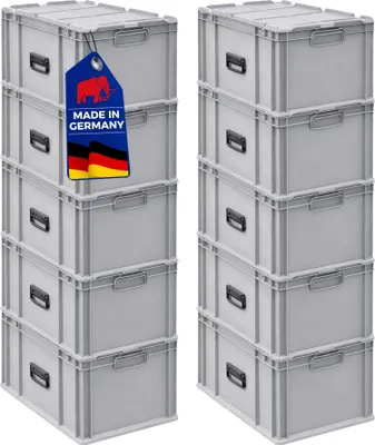 Produktbild von SuperSparSet 10x Eurobox NextGen Portable  Germany | HxBxT 33,5x40x60cm | 65 Liter | Grau | Eurobehälter, Transportbox, Transportbehälter, Stapelbehälter