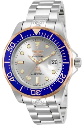 Obrázek produktu pro Invicta Grand Diver 13788 Pánské Hodinky - Automatické Hnutí - Nerezová Ocel se Stříbrným Ciferníkem - 47 mm