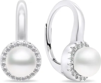 Produktbild von Elegante Silberohrringe mit Perlen und Zirkonen EA419W