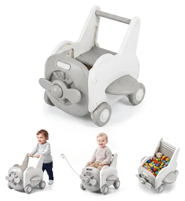 Produktbild von COSTWAY Baby Lauflernwagen, Lauflernhilfe für 1-3 Jahre, 3-in-1 Baby Walker mit klappbarer Sitz, Rädern, Zugseil & Griff, Laufwagen, Schiebewagen