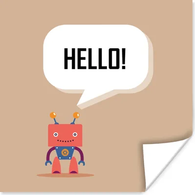Produktbild von MuchoWow® Poster Sprichwörter - Zitate - Hallo! - Roboter - Zahnrad - Kinder 30x30 cm - Wandposter - Printing