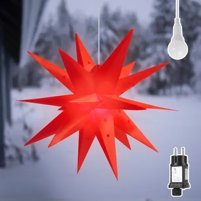 Produktbild von Weihnachtsstern 45cm Leuchtstern rot für Fenster, beleuchtet, Außen Deko