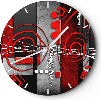 Produktbild von Wanduhr - Rund - Glasuhr - Grafik geometrische figuren kreis - 30x30cm - Schleichendes Uhrwerk - Lautlos - zum Aufhängen bereit - Dekoration Modern - Wanddekoration aus Glas - C3AR30x30-0599