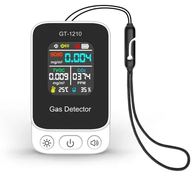 Produktbild von 5-in-1-Kohlendioxid-Detektor – Tragbarer CO₂-Detektor mit Überwachung von HCHO, TVOC, Temperatur und Luftfeuchtigkeit – Weiß