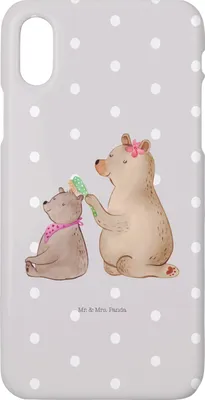 Produktbild von Mr. & Mrs. Panda Iphone 10 Handyhülle Bär Kind - Grau Pastell - Geschenk, Muttertag, Mutter, Familie, X, Cover, Mama, Hülle, Handy