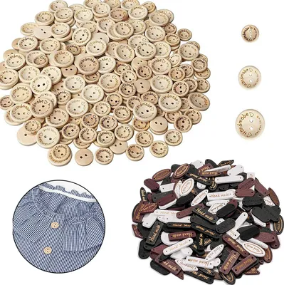 Produktbild von Holzknöpfe, 150 Stück Knöpfe, handgefertigte Holzknöpfe, 2 Löcher, Naturholzknöpfe, Batel-Knöpfe, zum Nähen und Basteln von Dekorationen (15/20/25 mm)