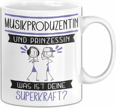 Produktbild von Musikproduzentin Und Prinzessin Tasse Geschenk Für Eine Musikproduzentin Geburtstag Was Ist Deine Superkraft (Weiß)
