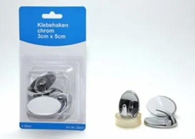 Produktbild von Stabile Klebehaken Chrom 4er-Set - Bohrloses Montieren für Ordnung & Design