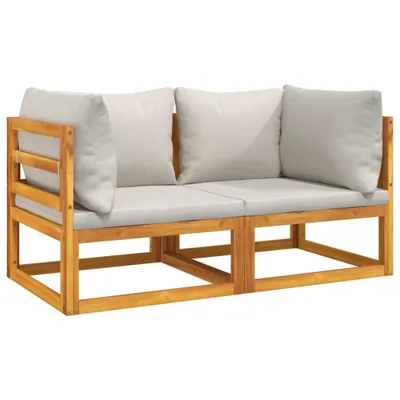 Produktbild von vidaXL Modular-Ecksofas 2 Stk. mit Hellgrauen Kissen Massivholz Akazie