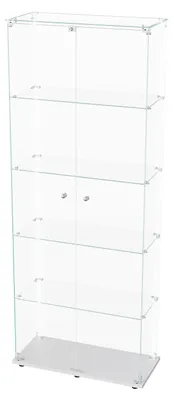 Produktbild von Vitrinenschrank Glasvitrine - Glas Ausstellungsschrank - 5 Ebenen - Doppeltür - LED Beleuchtung - 78,5×34,5×186,5 cm Metallrahmen - Weiß