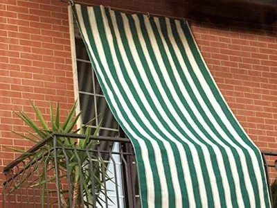 Obrázek produktu pro Pruhovaná sluneční plachta – zelená – 150 x 290 cm – s očky a háčky