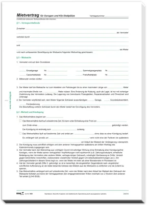 Obrázok produktu pre Solidchoice – Zmluva o prenájme garáže a parkovacieho miesta, 4 strany, formát DIN A4, 10 zmlúv