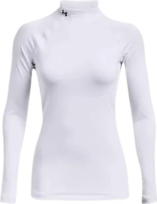 Produktbild von Under Armour ColdGear Langarm-Oberteil mit Stehkragen für Damen, Erwachsener, Weiblich, Weiß, Überziehhemd, Einfarbig, White / Black