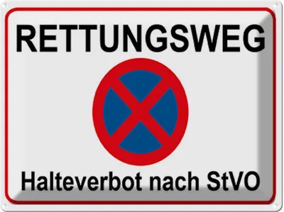 Produktbild von vianmo Blechschild 30x40 cm Rettungsweg Halteverbot nach StVO Warnschild Hinweisschild Sicherheit Vorsicht
