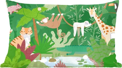 Produktbild von MuchoWow® Zierkissen Sofakissen Wohnzimmer Dekokissen 60x40 cm Dschungel - Tiere - Natur - Kopfkissen - Polster mit Foto