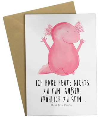 Produktbild von Mr. & Mrs. Panda Glückwunschkarte Axolotl Hurra - Weiß - Geschenk, weihnachtskarten, glückwunschkarten, Grußkarte, hochzeitskarten, dankeskarten, einladungskarten, Lurch
