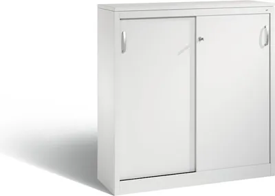 Produktbild von Schiebetürenschrank, BxTxH 1200x400x1225 mm, 3 OH, 2 Böden, Korpus/Türen RAL 7035 lichtgrau