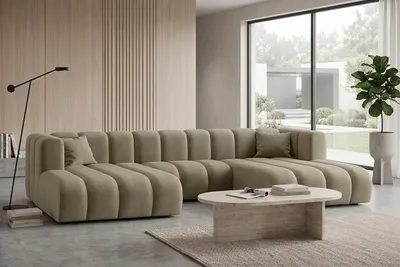 Produktbild von Kaiser Möbel Modulares Ecksofa in U-Form, Velvet-Stoff Riviera, Beige, GRAND U, KI-generiertes Bild
