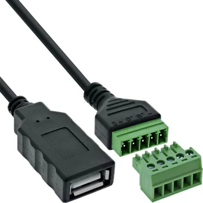 Zdjęcie produktu dla InLine 92504H, Czarny, Zielony, Żeńska/Żeńska, Prosty, 26/16, 300 V, 10 mΩ