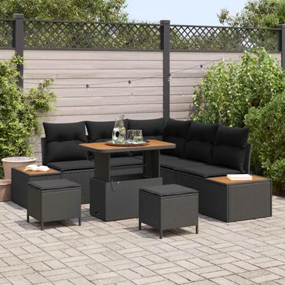 Immagine prodotto di vidaXL Set di divani da giardino con cuscini 8 pezzi Nero