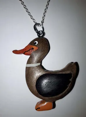 Produktbild von Kette mit Holzanhänger Ente, Ketten Modeschmuck Tiere Tier Enten