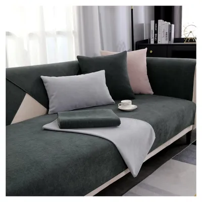 Produktbild von Chenille Sofabezug, Rutschfester Überwurf für Couch, Sofaschoner für Hunde und Katzen, 1/2/3/4-Sitzer Sofa Überwurf, für U-Form/L-Form Sektionssofa