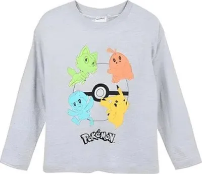 Produktbild von Pokemon Pikachu Kinder langarm T-Shirt Shirt – Grau / 128