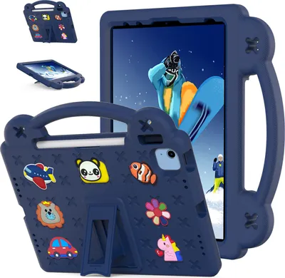 Obrázek produktu pro Ochranné pouzdro pro iPad 2025 11th Gen 11-Zoll (A16), roztomilé dětské pouzdro, odolné proti nárazům s držadlem a stojánkem Tmavě modrá