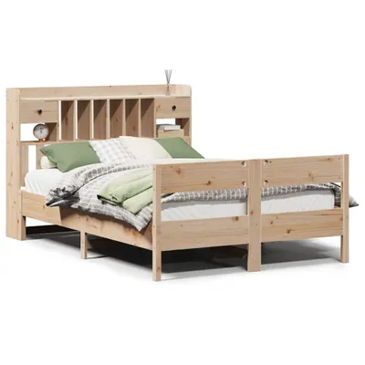 Produktbild von vidaXL Massivholzbett mit Regal ohne Matratze 135x190 cm Kiefer