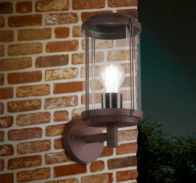 Produktbild von LED Außenwandleuchte in Rostoptik runde Laterne - Außenwandlampen für Hauswand
