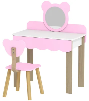 Produktbild von AIYAPLAY Kinder Schminktisch Set Frisiertisch mit Hocker Spiegel Kosmetiktisch