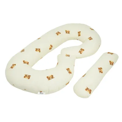 Immagine prodotto di Cuscino per la gravidanza a forma di C – orsetti chiari – cuscino ergonomico per la gravidanza e l'allattamento con rivestimento sfoderabile
