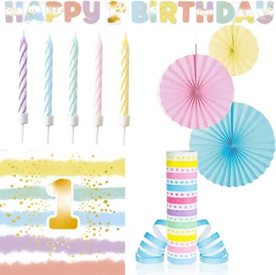 Produktbild von 1. Geburtstag Deko Partyset Kindergeburtstag Mädchen & Jungen 31 tlg.