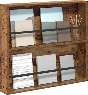 Produktbild von (Robust Möbel) Magazinregal mit Regal Altholz 80 x 12 x 70cm Holzwerkstoff - Zeitungsständer CL182619 - Zeitungsständer