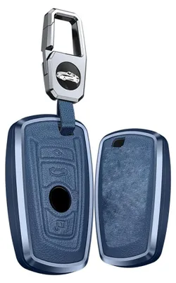 Schlüsselhülle aus Leder + Alu für BMW 1er–5er, 4-Tasten