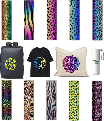 Produktbild von 10-teiliges Infusible Transferpapier Set 4,5x12 Zoll mit Leopardenmuster – Sublimationspapier für T-Shirts