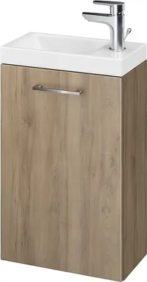 Productafbeelding van BADLAND Badkamerkast met deuren en keramisch wastafelblad LARA COMO 40, notenhoutkleur