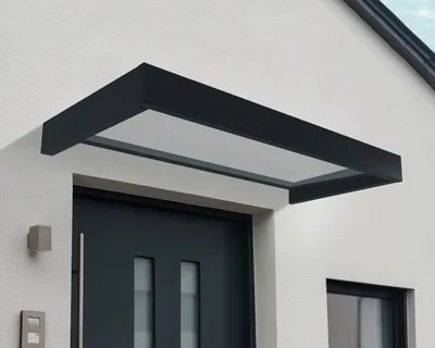 Produktbild von PALRAM-Canopia Rechteckvordach Sophia klar 2150x950x170 mm Alu Pulverbeschichte grau RAL 7016
