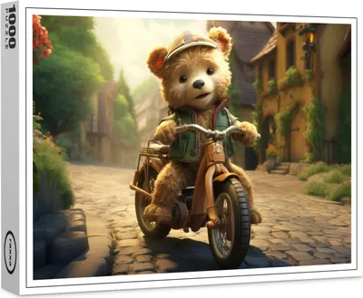 Produktbild von raxxa Premium-Puzzle "Teddy erkundet das Dorf", 1000 Teile