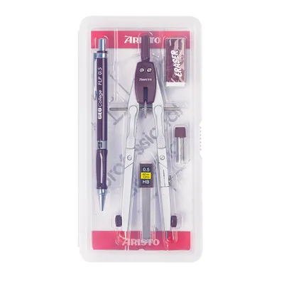 Produktbild von Aristo College Schnellverstellzirkel Set FLP, Radierer, Minendose HB, Minen