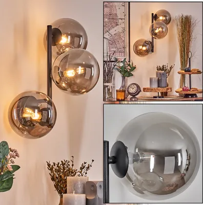 Produktbild von Isorella Wandlampe aus Metall/Glas in Schwarz/Rauch